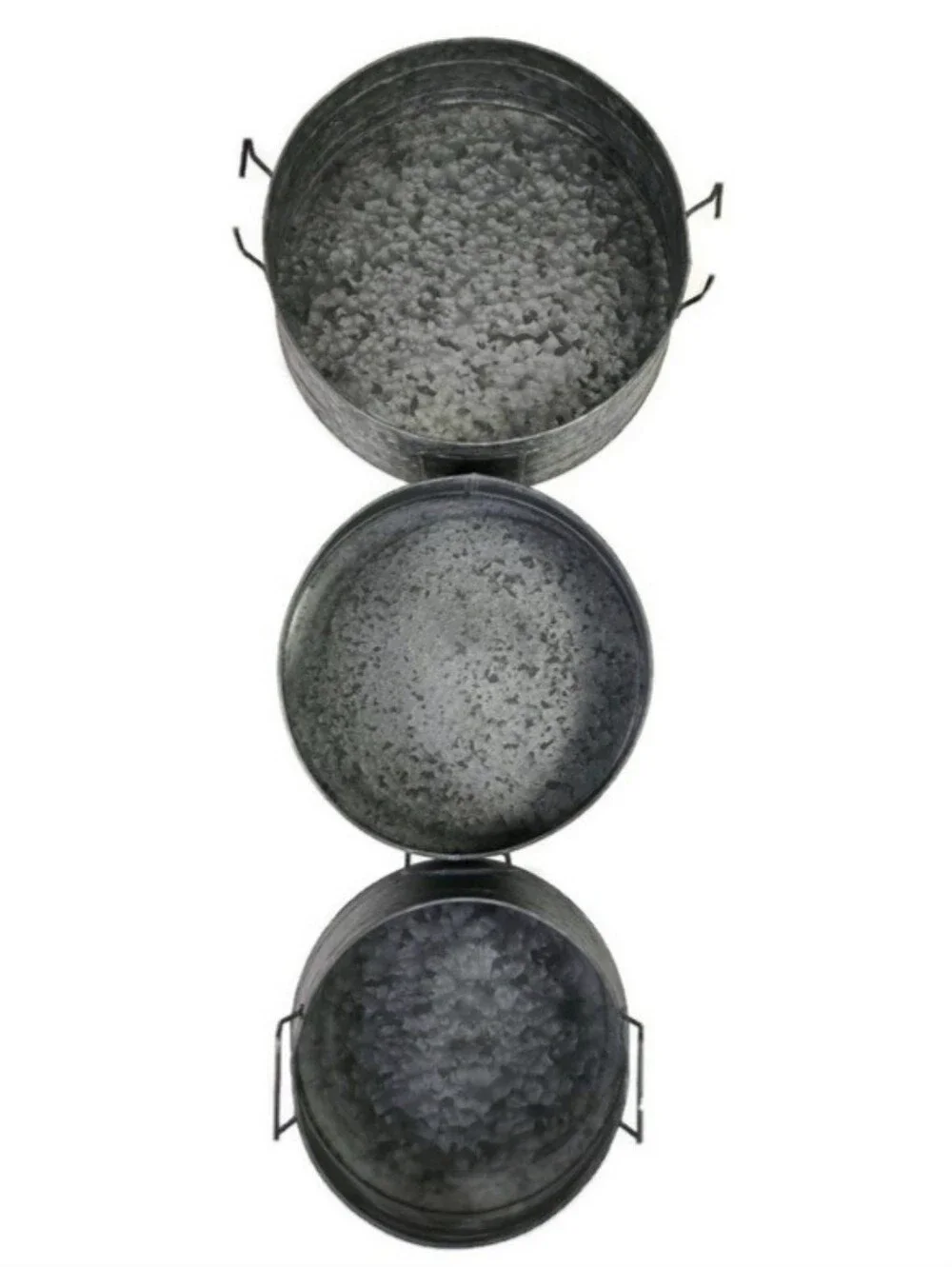 Unbranded Farmhouse Galvanized Metal Storage Trays with Handles Set-3 Piece NIB